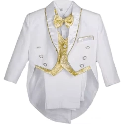 Baby Boy Sets Christening Outfit Kids Wedding Birthday Party Suit Tuxedo Coat Shirt Pant Vest Bow Tie Gentleman Baptism Clothes