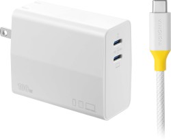 Insigniaô - 100W Dual Port USB-C Foldable Compact Wall Charger Kit for MacBook Pro, Smartphone, and Tablet - White