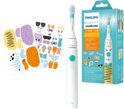 Philips Sonicare - Sonicare for Kids Design a Pet Edition Electric Toothbrush - White With Aqua Blue Button