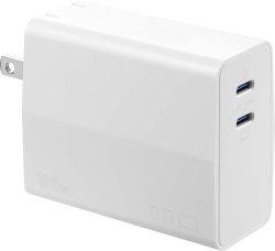 Insignia� - 100W Dual Port USB-C Foldable Compact Wall Charger Kit for MacBook Pro, Smartphone, Tablet, and More - White