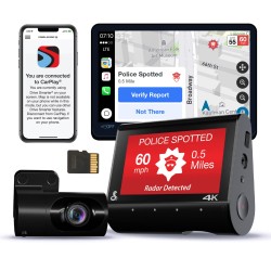 Cobra - SC 250R 4K Dual-View Front & Rear Dash Cam, works with Apple CarPlay/Android Auto - Black