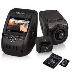 Rexing - V1P Max Plus Real 4K UHD Dual-Channel Front and Rear Wi-Fi Dash Camera - Black